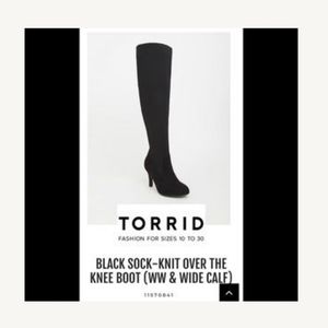 Torrid Black Sock-Knit Over the Knee Boot